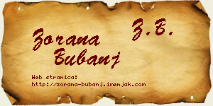 Zorana Bubanj vizit kartica